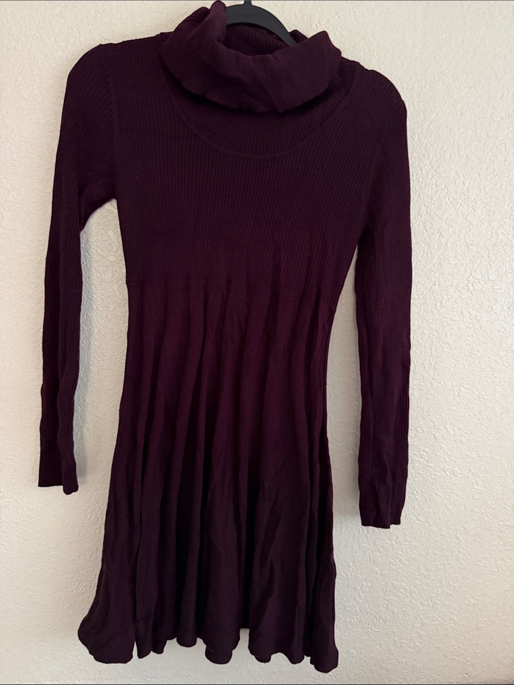 Calvin Klein Plum Ribbed Cowl-Neck Sweater Dress